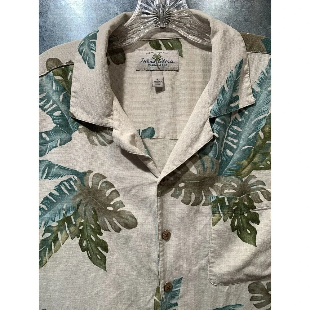 Island Shores Hawaiian Shirt Mens Large 100% Washable Silk Button Up Large - Picture 3 of 16